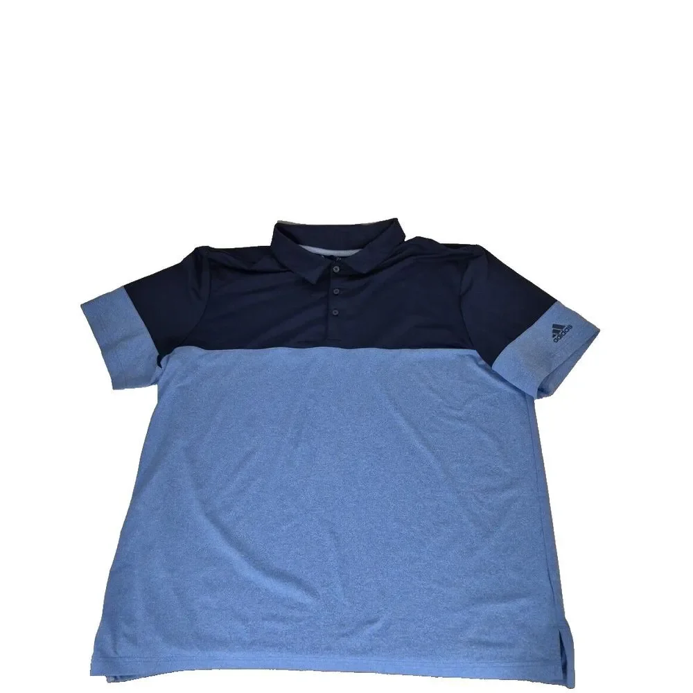 Adidas Polo Mens 2XL Blue Color‎ Block Performance Golf Short Sleeve No Mat Tag